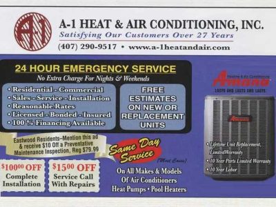 Our Advertisements satifying our customers over 27 years A-1 Heat & Air Conditioning Orlando, FL