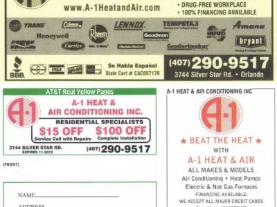 Our Advertisements satisfying our customers over 30 years A-1 Heat & Air Conditioning Orlando, FL